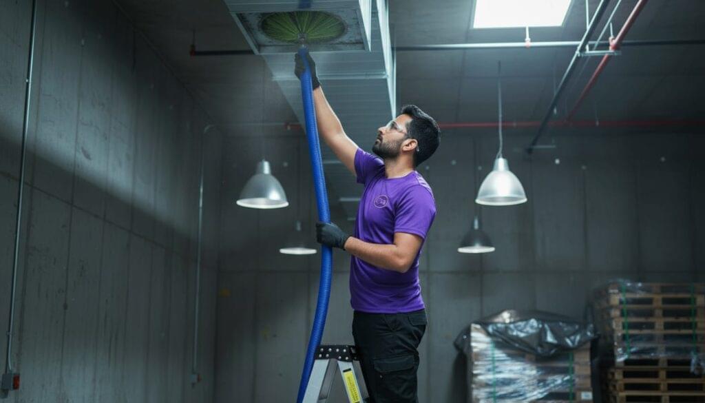Employee cleaning duct 1